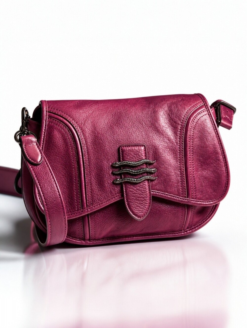 Aimee Kestenberg Oxblood Fierce Leather Saddle Crossbody Bag Burgundy